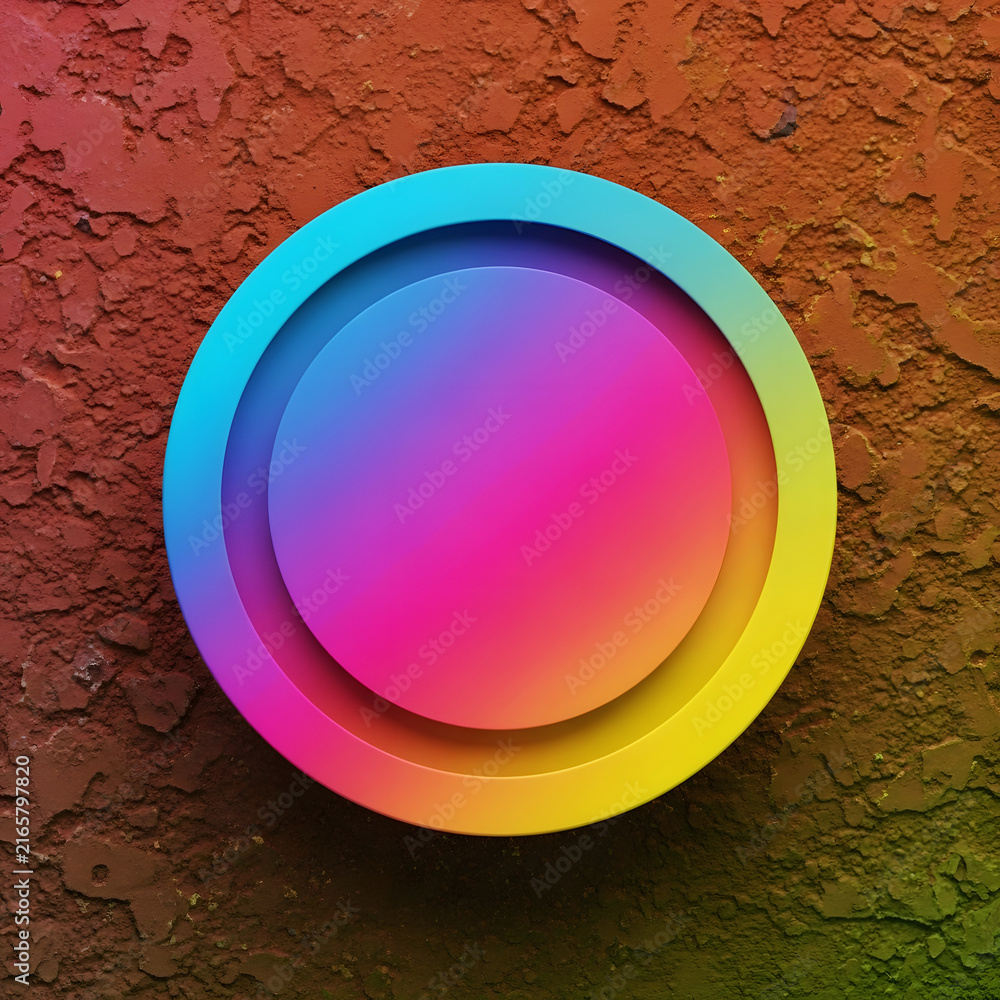 Fototapeta premium Colorful Gradient Circle Abstract 3D Shape on Textured Background.