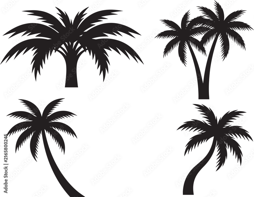 Fototapeta premium Tropical Palm Tree Silhouette Vector Illustration