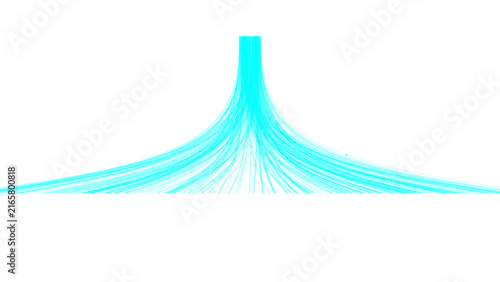 Fotografie Minimalist cyan light rays descending from a single central point forming a eleg