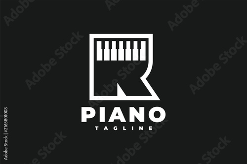 Letter R keyboard piano logo