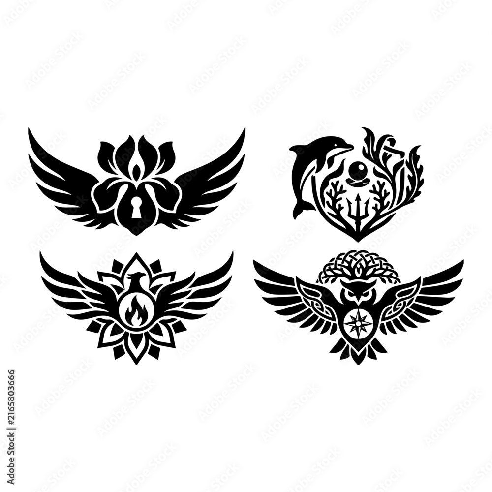 Fototapeta premium Tribal Wings Emblem Set Collection Symbol