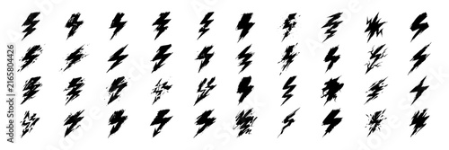 Hand Drawn Lightning Bolts and Dynamic Electrical Storm Symbols Vector Set, Sketchy Energy Strikes, Storm Marks, Electric Doodles and Bold Graphic Design Elements