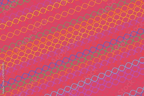 Colorful chain links pattern on pink background