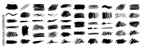 Black Ink Brush Strokes and Grunge Scribble Textures