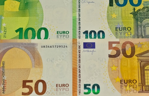 Images of banknotes from various countries. Photos of euros.