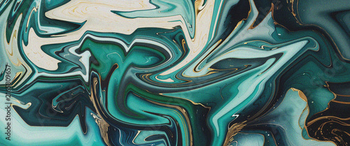 Luxury Teal and Gold Marble Abstract Grainy Noise Texture with Emerald Green Fluid Liquid Art Flow
