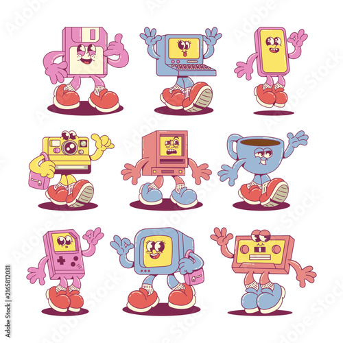 Cute Cartoon Sheet groovy technology Vector illustration
