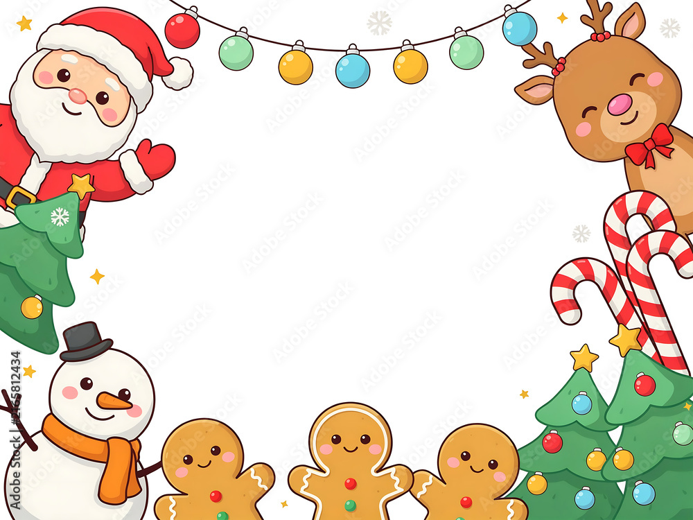 Fototapeta premium christmas frame with santa claus