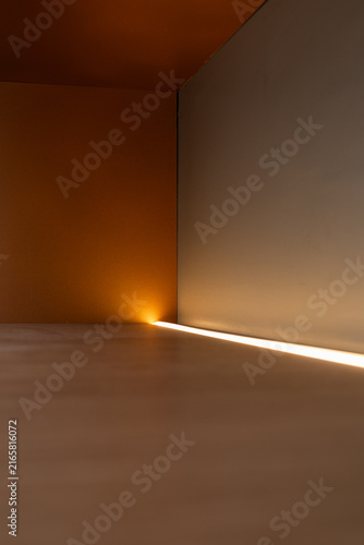 Details of a room corner, minimalist LED lighting decor, interior design, abstract wallpaper.