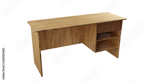 Fotografía Modern Wooden Study Table Isolated on Transparent Background – High-Resolution P