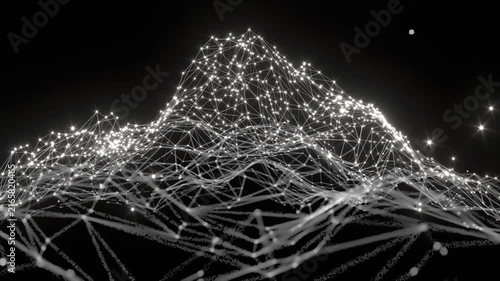 Low poly grid AI education connections bg seamless looped animation 4k