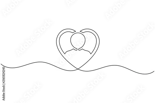 Foto User profile icon inside heart shape continuous one line drawing minimalist avat
