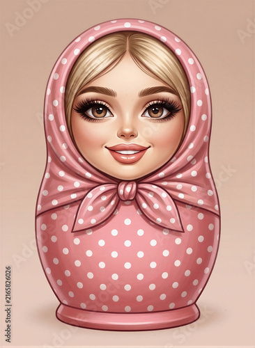 Matryoshka, a Russian toy. A graphic illustration, an artificial intelligence generator, AI, an image of a neural network. Background for design.