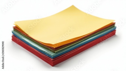 A stack of colored papers sitting on top of each other
