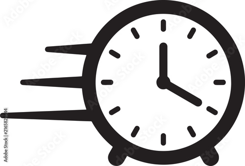 Bild auf Leinwand Black and white of a fast-moving clock with motion lines, showing speed and urge