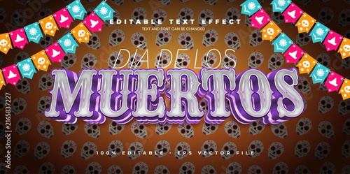 Dia de los muertos editable text effect in modern trend style
