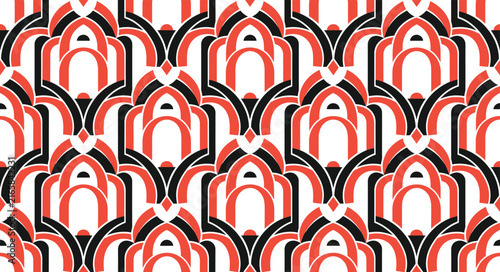 Minimal Islamic Geometric Pattern with Crescent and Arabic Arch Elements