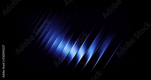 Blue Ribbed Glass Light Refraction 3D Render, Glowing Neon Wave Pattern, Futuristic Prism Texture – Dynamic dark blue glass dispersion creating sleek geometric light lines. Ideal for cyber tech banner