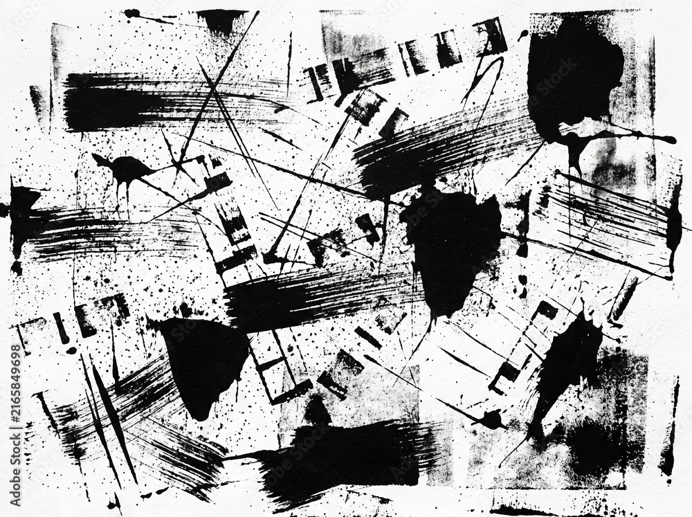 Obraz premium Abstract black and white distressed monochrome Ink grunge texture
