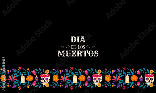 Celebrating Dia de los Muertos: A Colorful Tribute to Life and Death with Sugar Skulls and Vibrant Floral Decorations