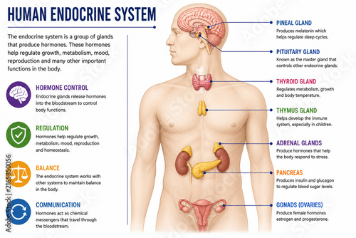 Human Endocrine System Educational Diagram