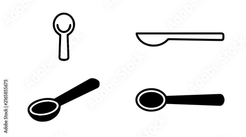 Minimalist spoon icon set with outline and solid vector styles