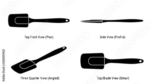 Silicone Spatula Silhouette Set with Multiple Viewpoint Perspectives