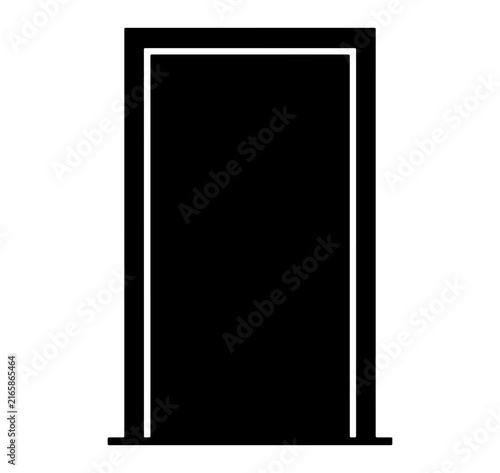 Open door frame icon black silhouette vector illustration for architectural design home and accessibility.