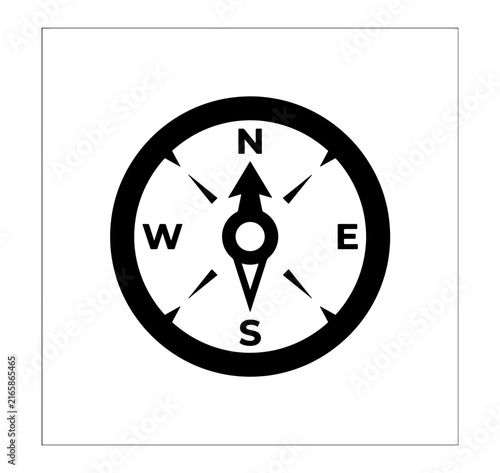 Compass navigation icon silhouette vector illustration travel direction flat symbol mapping geography tool.