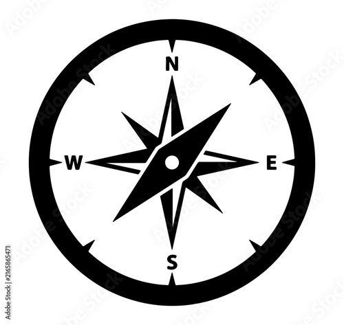 Compass rose navigation icon vector illustration direction map symbol flat graphic adventure travel design.