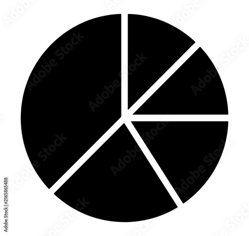 Circular pie graph icon with multiple segments for financial reporting and business data visualization art.