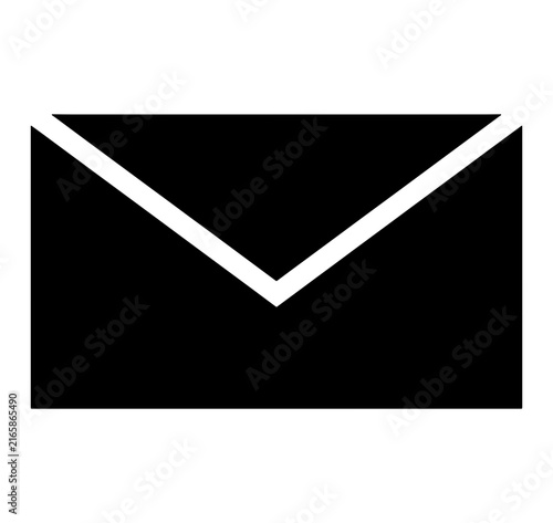 Icon of opened email envelope black message sign isolated on transparent background for inbox messaging.