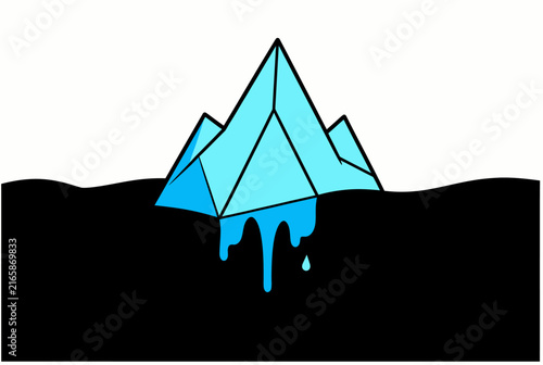 Stylized Blue Iceberg Mountain Illustration.