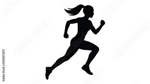 фотографія Female runner silhouette showing dynamic posture and athletic movement isolated
