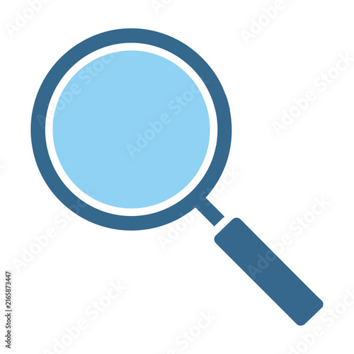 Magnifying glass icon with simple monoline design and clean smooth outlines isolated on a white background for a minimalist search interface concept
