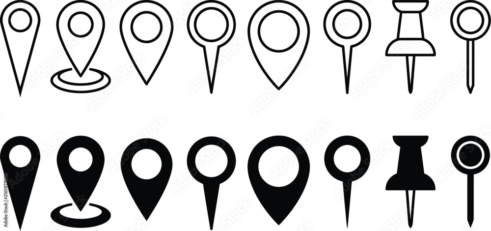 Fototapeta premium Pin map icon. GPS location pointer collection. Pin place icons collection. EPS 10