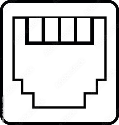 Ethernet Port Icon, Lan Network Port, Communication Port Vector Art Illustration
