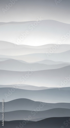 Minimalist grey layered mountain landscape digital illustration design