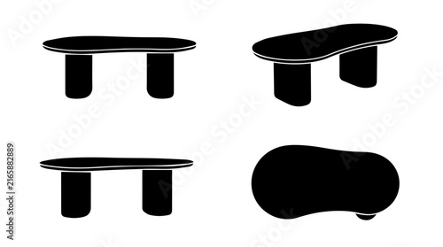 Contemporary Kidney Shape Table Minimalist Silhouette View Set