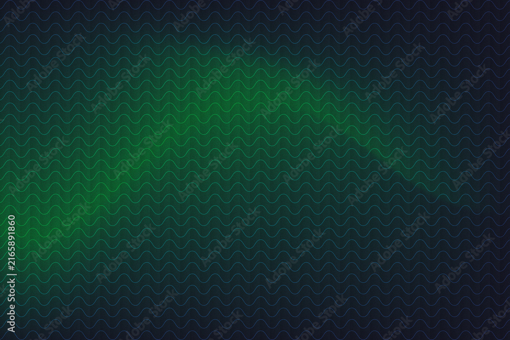 Fototapeta premium Green grainy gradient background with seamless wavy line pattern