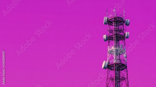 Obraz na płótnie Tower against vibrant sky communication technology. Artificial intelligence image