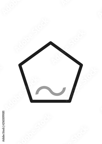 Blacc pentagon with a gray wave symbol inside, suitable as a logo or icon