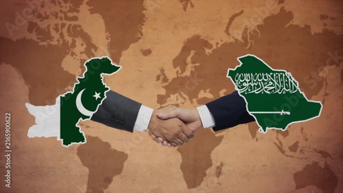 High Quality Animation Featuring Handshake of Saudi Arabia and Pakistan