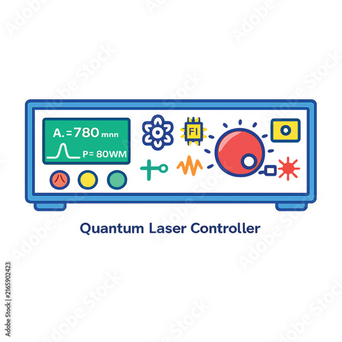 Quantum Laser Controller Device with Colorful Icons and Display