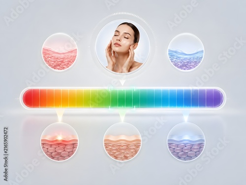 Abstract aesthetic skin pH levels scale chart from acidic to alkaline