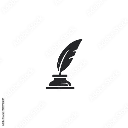 Feather ink pen icon logo flat vector design