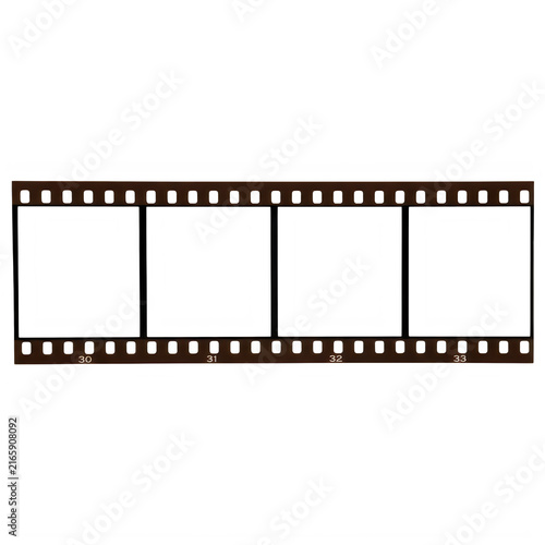 Old vintage film strip with four empty frames for photography