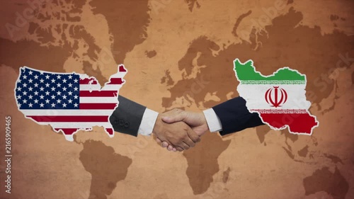 High Quality Animation Featuring Handshake of USA and Iran