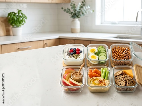 A curated collection of protein-packed snacks ready for meal prep on kitchen counter