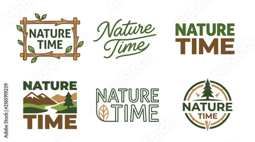 This image features a diverse range of 'Nature Time' designs, emphasizing outdoor activities, nature exploration, and a connection with the environment for leisure purposes.